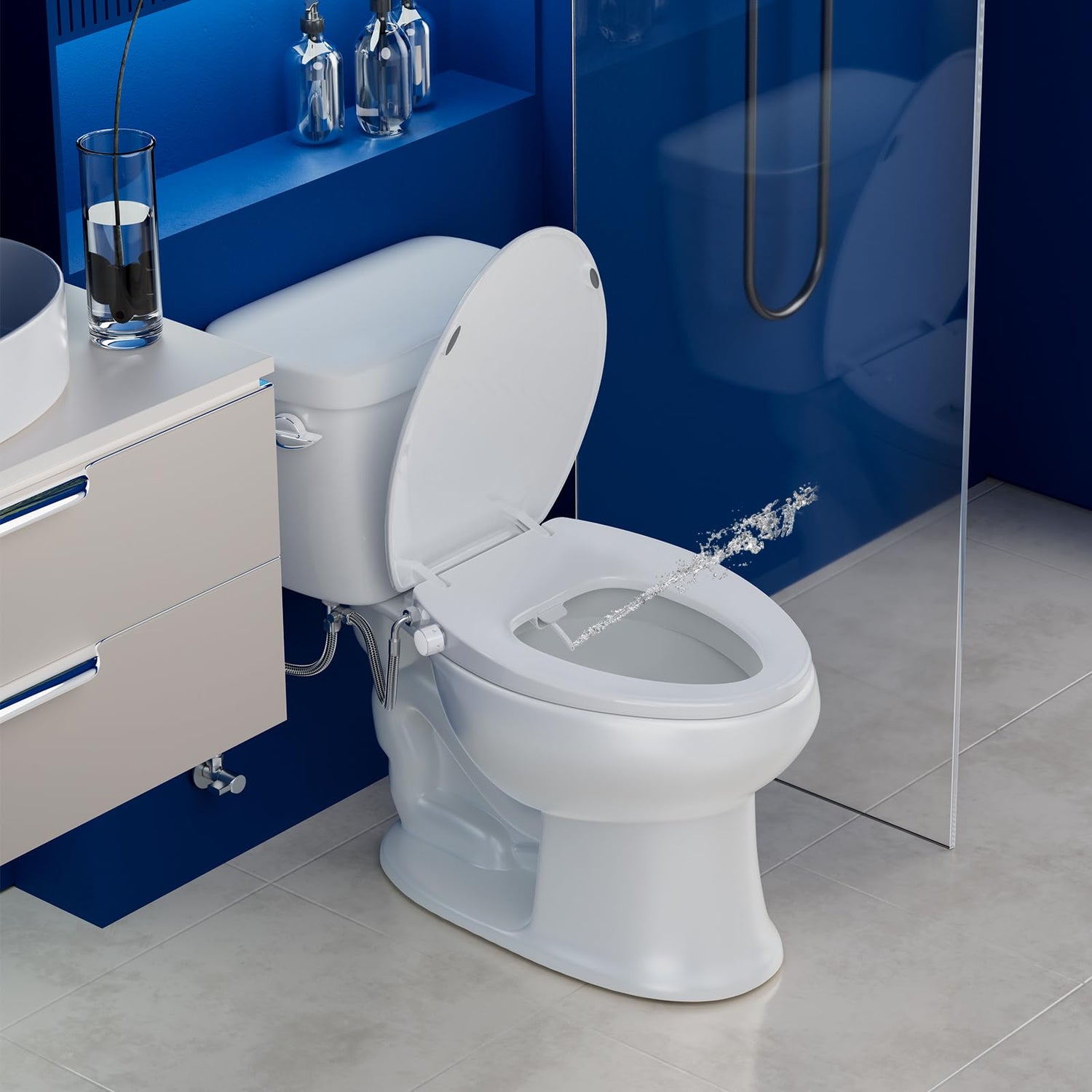 Elongated Bidet Toilet Seats with Slow-Close