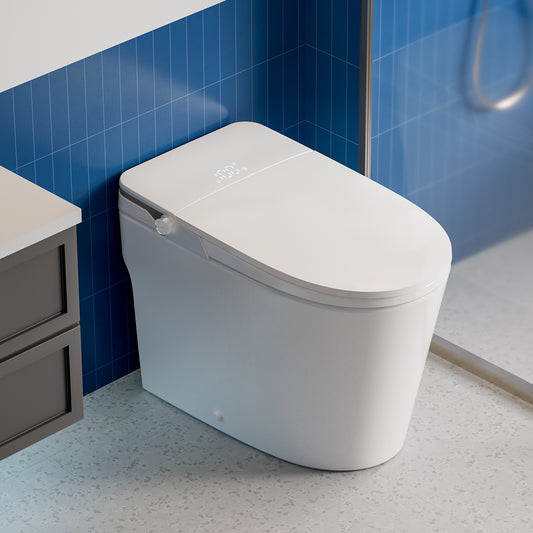 CLIRASS Smart Toilet with Bidet, Electric Bidet Toilet with Auto Powerful Flush, Auto Open/Close, Foot Sensor, Heated Elongated Seat (ADA Comfort Height), Night Light, Deodorization Remote