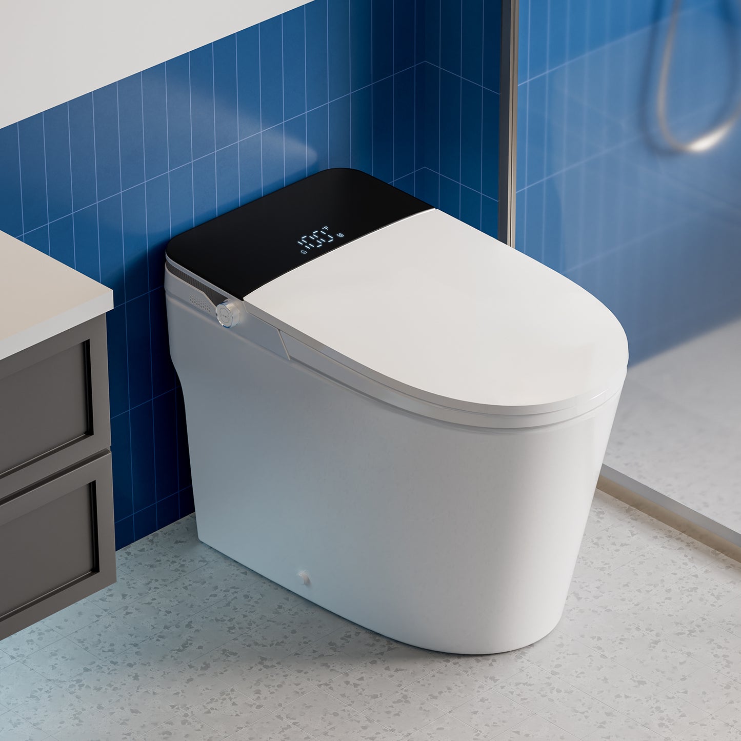 CLIRASS Smart Toilet with Bidet, Electric Bidet Toilet with Auto Powerful Flush, Auto Open/Close, Foot Sensor, Heated Elongated Seat (ADA Comfort Height), Night Light, Deodorization Remote