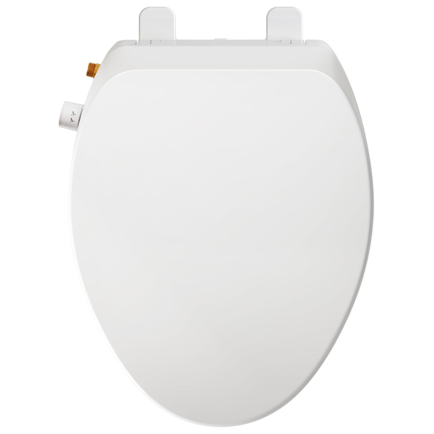 Elongated Bidet Toilet Seat – Non-Electric, Slow-Close Lid, Adjustable Water Pressure, Self-Cleaning Dual Nozzles for Frontal & Rear Wash – Hygienic Fresh Water Bidet Seat with Brass Inlet (Elongated)