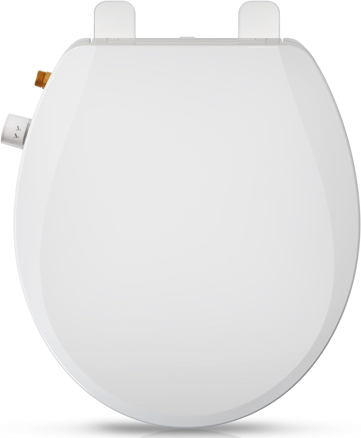 Round Bidet Toilet Seat, Non-Electric Bidet Attachment (Frontal & Rear Wash) with Dual Nozzles and Brass inlet,Bidet Toilet Seat with Quiet-Close Fit Round Toilet Seat