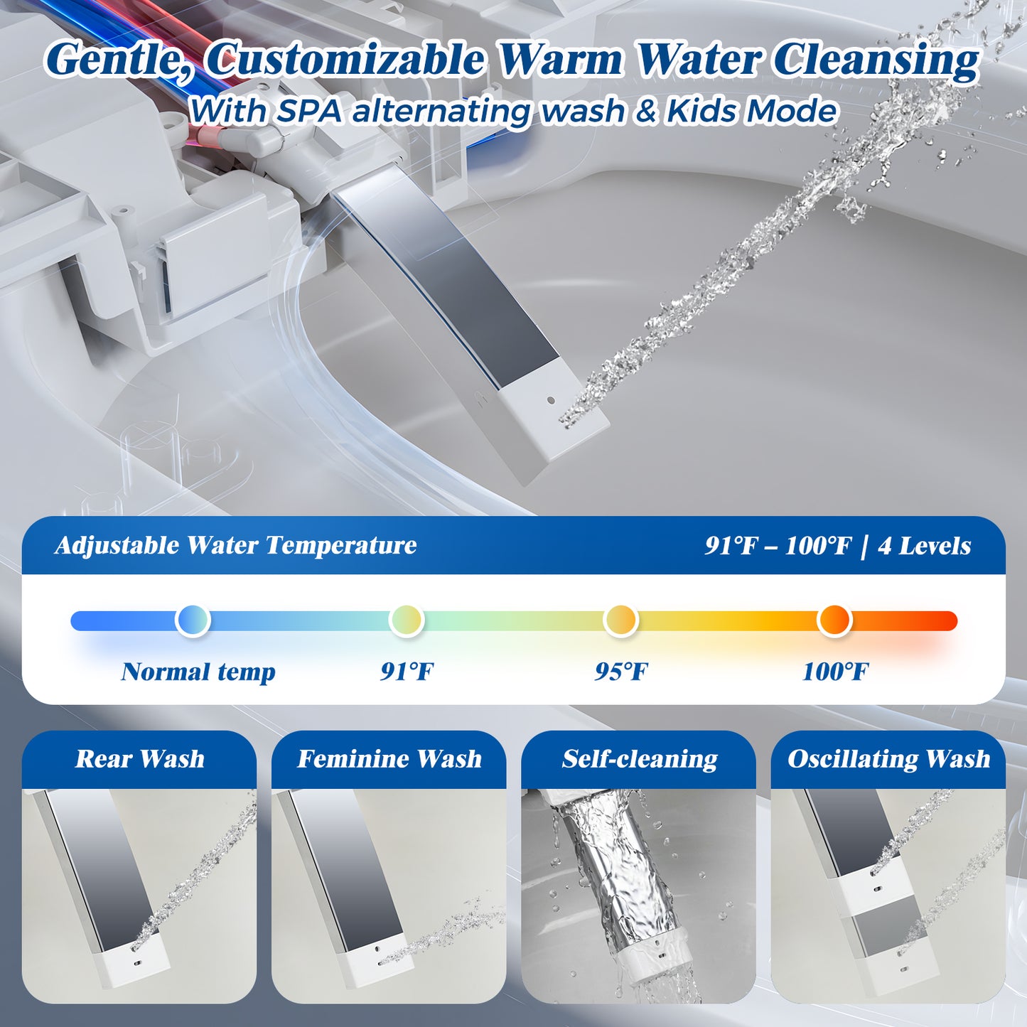 CLIRASS Smart Toilet with Bidet, Electric Bidet Toilet with Auto Powerful Flush, Auto Open/Close, Foot Sensor, Heated Elongated Seat (ADA Comfort Height), Night Light, Deodorization Remote
