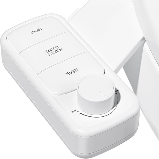 Clirass Ultra-Slim Bidet Attachment, Self-Cleaning Dual Nozzle (Feminine/Posterior Wash), Accessibility-Enhanced Large Buttons, Quick-Release, Non-Electric Fresh Water System with Adjustable Pressure