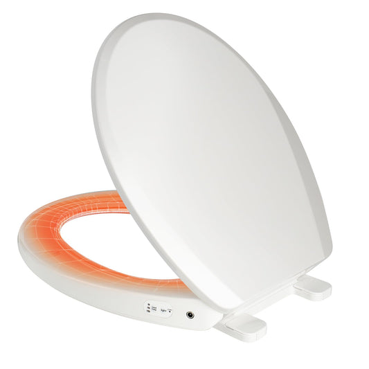 Clirass Elongated Heated Toilet Seat with Night Light, Three Temperature Settings Heated Seat,70 in Power Cord, Fit Elongated Toilet, Cold Water Bidet Function Toilet Seat With Slow Close