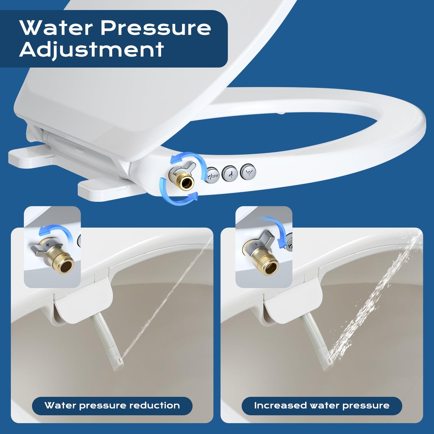 Bidet Toilet Seat – Non-Electric, Self-Cleaning Dual Nozzles for Frontal & Rear Wash, Adjustable Water Pressure, Slow-Close Lid, Fits Elongated Toilets – Hygienic & Eco-Friendly Upgrade (Elongated)