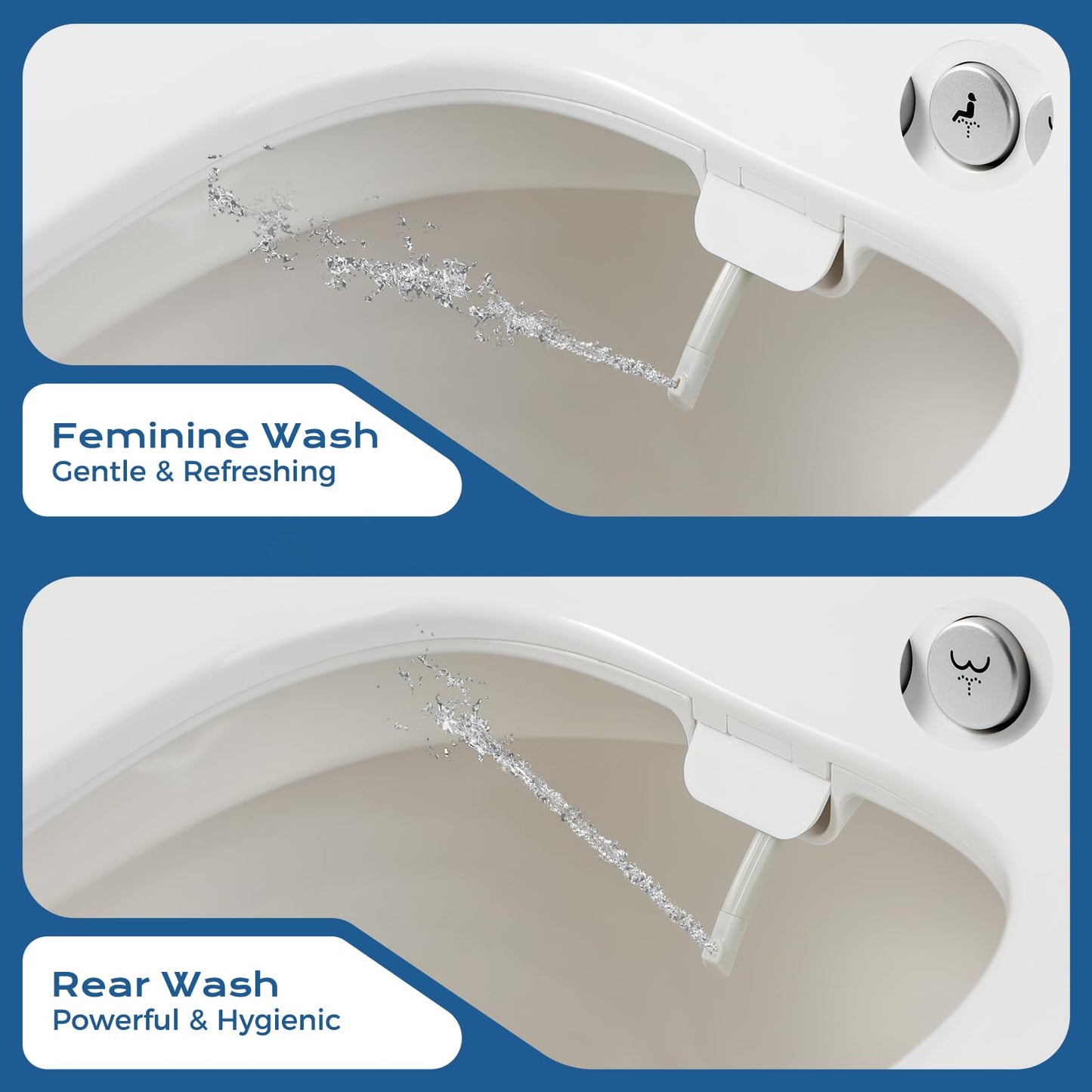 Bidet Toilet Seat – Non-Electric, Self-Cleaning Dual Nozzles for Frontal & Rear Wash, Adjustable Water Pressure, Slow-Close Lid, Fits Elongated Toilets – Hygienic & Eco-Friendly Upgrade (Elongated)