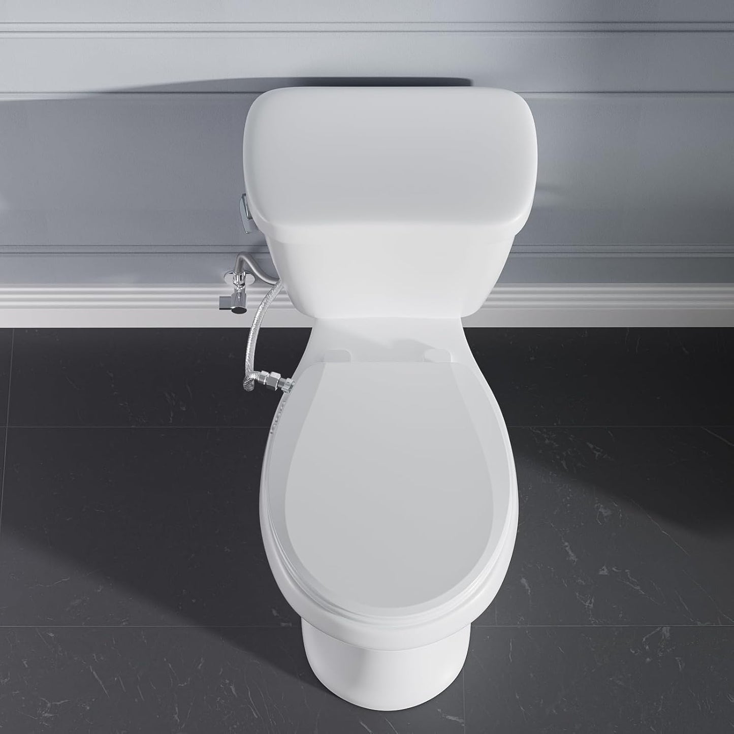 Clirass Bidet Toilet Seat, Soft Close Round Toilet Seat, Button control Feminine/Posterior Wash Switch, Knob Control Water Pressure,White Bidet Seat Attachment with Brass inlet