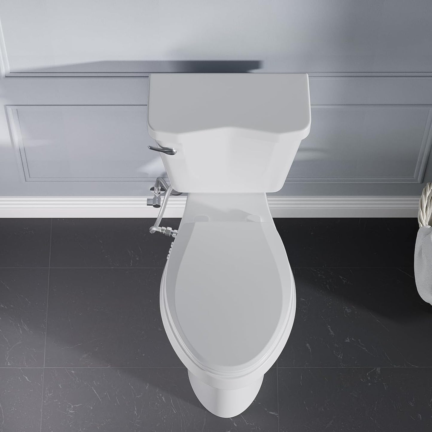 Clirass Bidet Toilet Seat, Soft Close Round Toilet Seat, Button control Feminine/Posterior Wash Switch, Knob Control Water Pressure,White Bidet Seat Attachment with Brass inlet