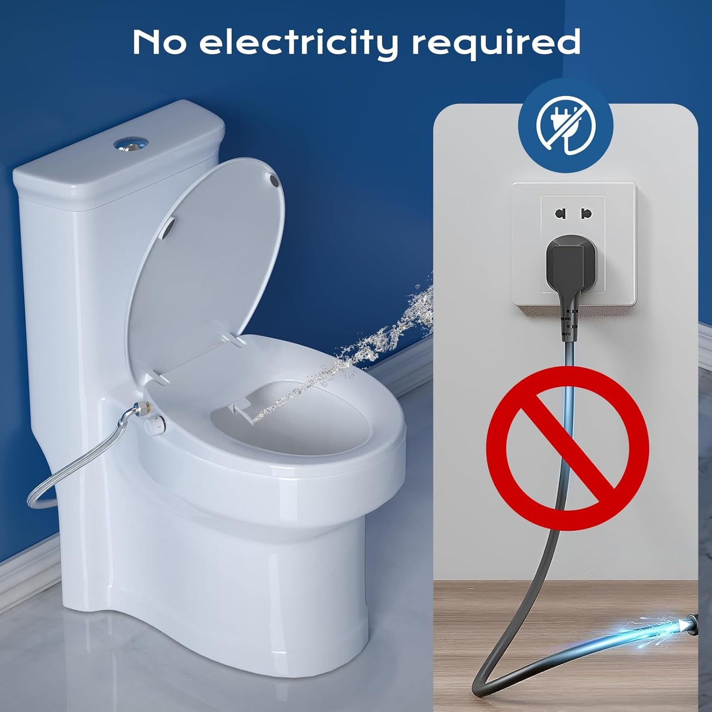 Round Bidet Toilet Seat, Non-Electric Bidet Attachment (Frontal & Rear Wash) with Dual Nozzles and Brass inlet,Bidet Toilet Seat with Quiet-Close Fit Round Toilet Seat