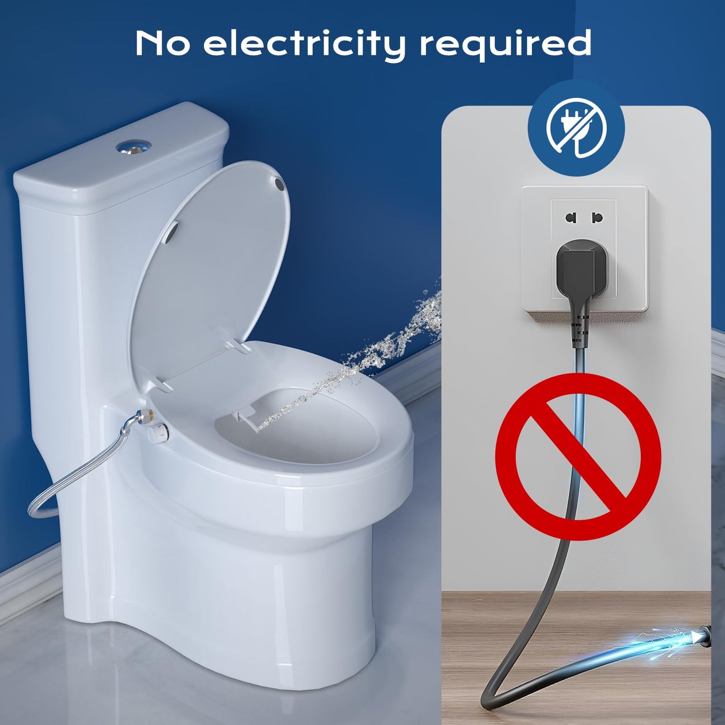 Clirass Elongated Heated Toilet Seat with Night Light, Three Temperature Settings Heated Seat,70 in Power Cord, Fit Elongated Toilet, Cold Water Bidet Function Toilet Seat With Slow Close