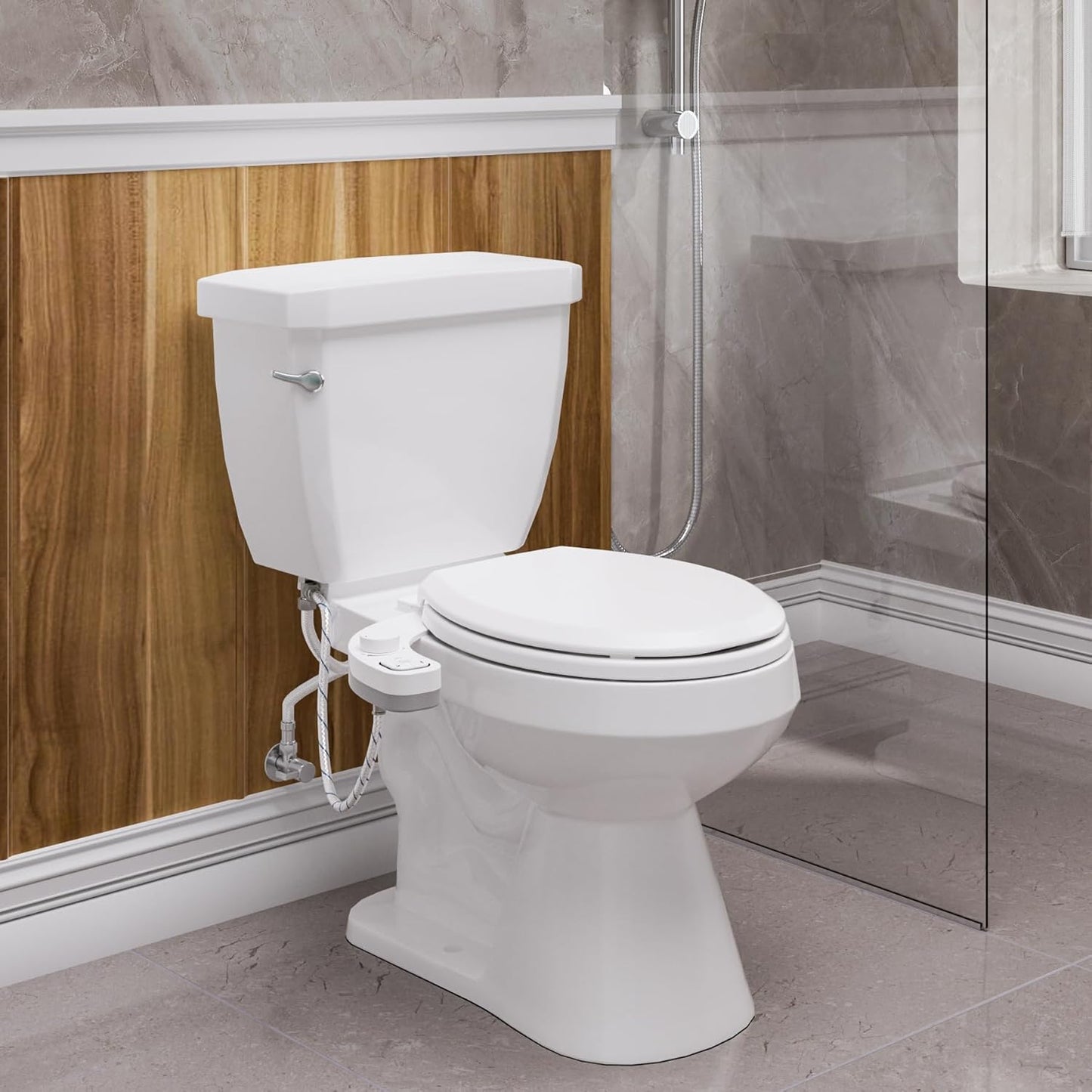 Bidet Toilet Seat Non-Electric,Fits Round Toilets - Soft Close Lid,Quick-Release for Easy Cleaning - Dual Nozzle System with Self Cleaning,Adjustable Water Pressure