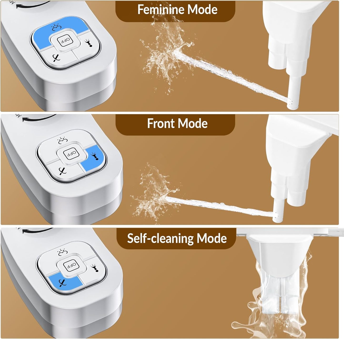 Bidet Toilet Seat Non-Electric,Fits Round Toilets - Soft Close Lid,Quick-Release for Easy Cleaning - Dual Nozzle System with Self Cleaning,Adjustable Water Pressure