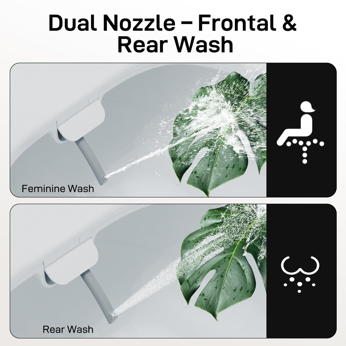Bidet Toilet Seat – Non-Electric, Self-Cleaning Dual Nozzles for Frontal & Rear Wash, Adjustable Water Pressure, Slow-Close Lid, Fits Elongated Toilets – Hygienic & Eco-Friendly Upgrade (Elongated)