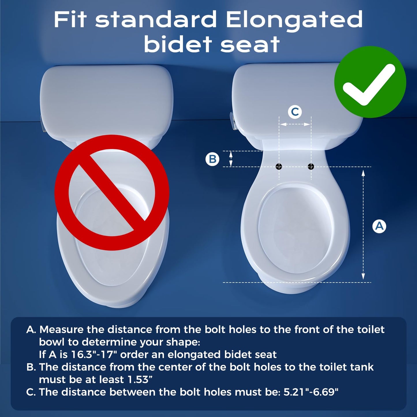 Clirass Elongated Heated Toilet Seat with Night Light, Three Temperature Settings Heated Seat,70 in Power Cord, Fit Elongated Toilet, Cold Water Bidet Function Toilet Seat With Slow Close