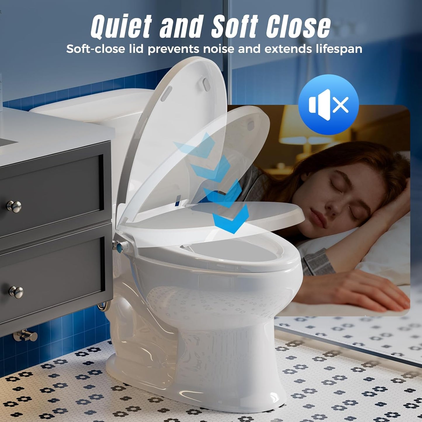 Clirass Bidet Toilet Seat Elongated Bidet Seat with Slow-Close, Non-Electric Bidet seat with Dual Nozzles, Fit Elongated Toilet Seat, Water Pressure Control，Easy to Install