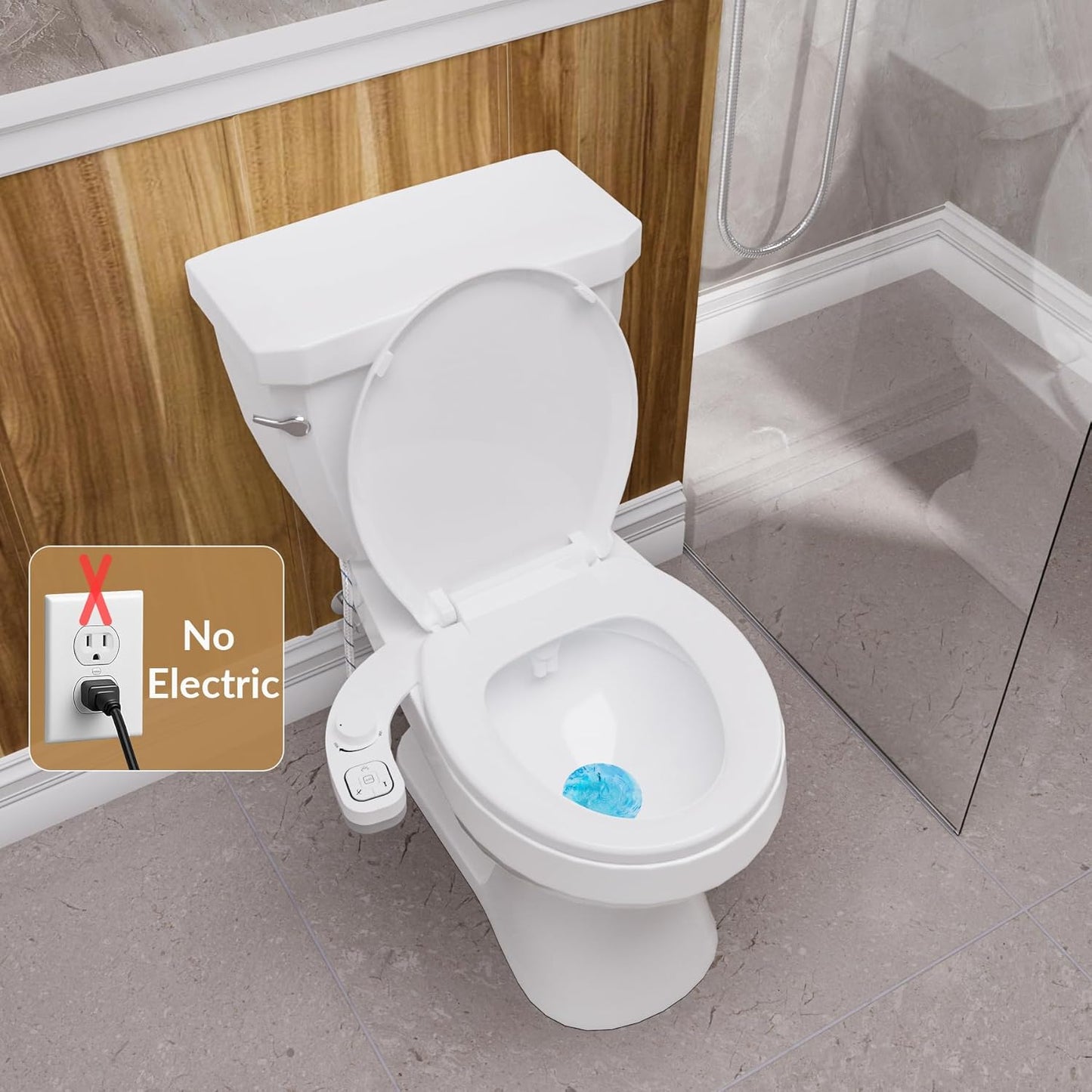 Bidet Toilet Seat Non-Electric,Fits Round Toilets - Soft Close Lid,Quick-Release for Easy Cleaning - Dual Nozzle System with Self Cleaning,Adjustable Water Pressure