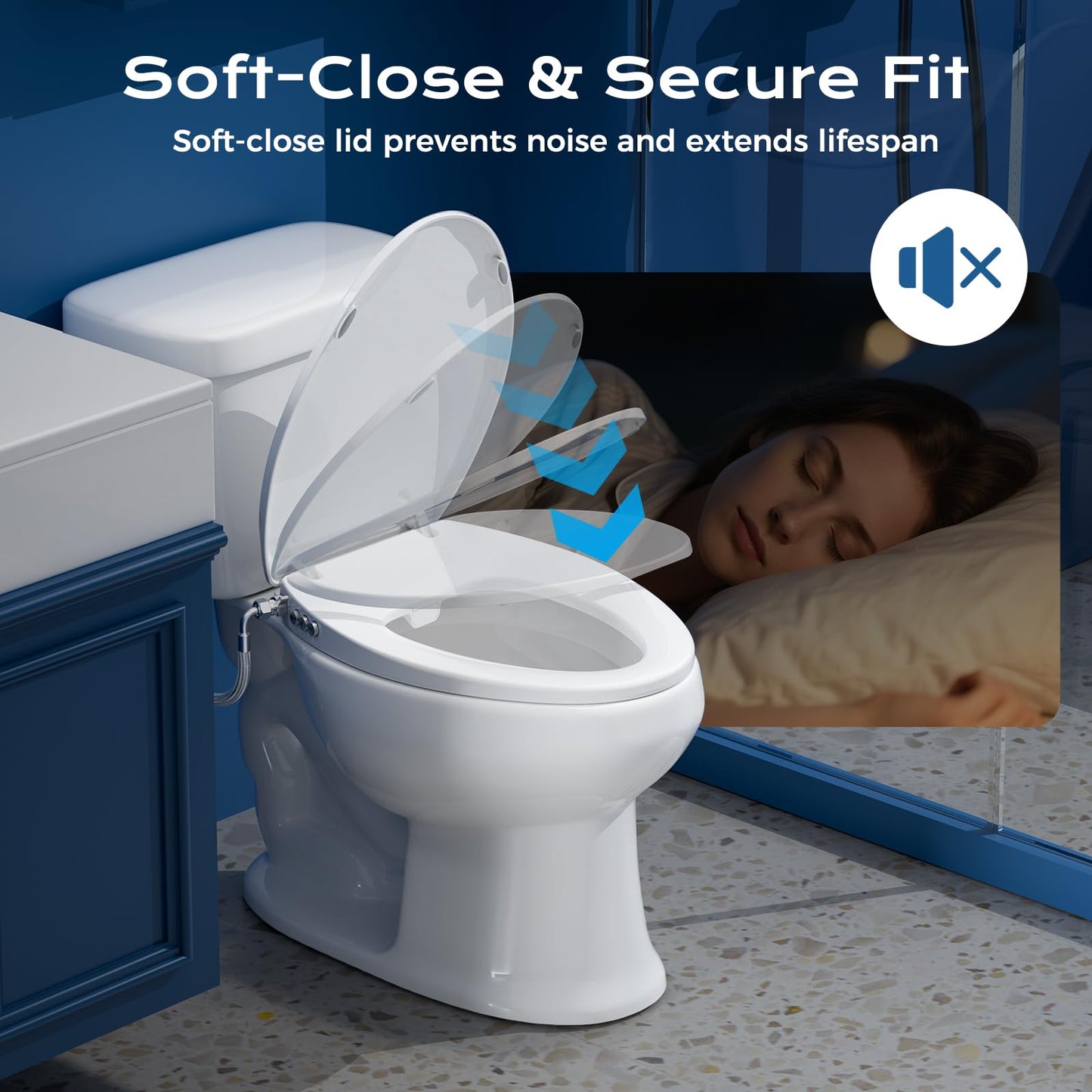Bidet Toilet Seat – Non-Electric, Self-Cleaning Dual Nozzles for Frontal & Rear Wash, Adjustable Water Pressure, Slow-Close Lid, Fits Elongated Toilets – Hygienic & Eco-Friendly Upgrade (Elongated)