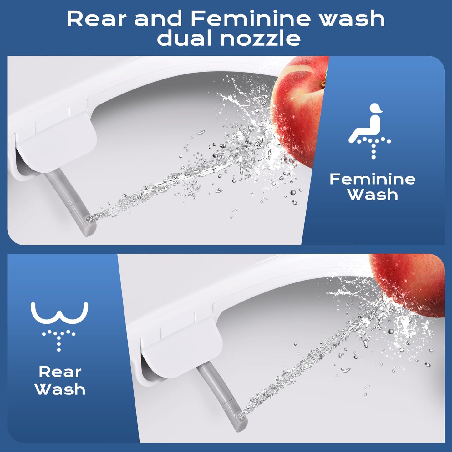 Clirass Elongated Heated Toilet Seat with Night Light, Three Temperature Settings Heated Seat,70 in Power Cord, Fit Elongated Toilet, Cold Water Bidet Function Toilet Seat With Slow Close