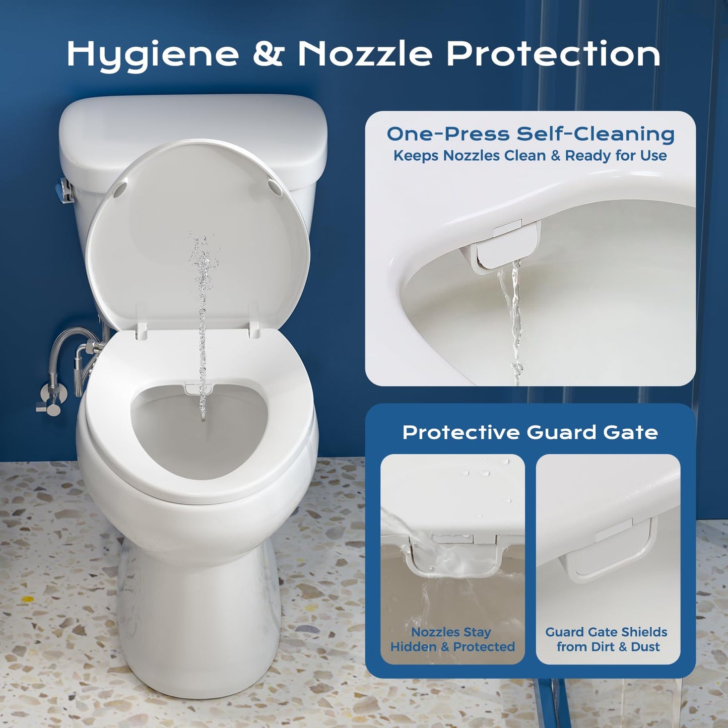 Bidet Toilet Seat – Non-Electric, Self-Cleaning Dual Nozzles for Frontal & Rear Wash, Adjustable Water Pressure, Slow-Close Lid, Fits Elongated Toilets – Hygienic & Eco-Friendly Upgrade (Elongated)