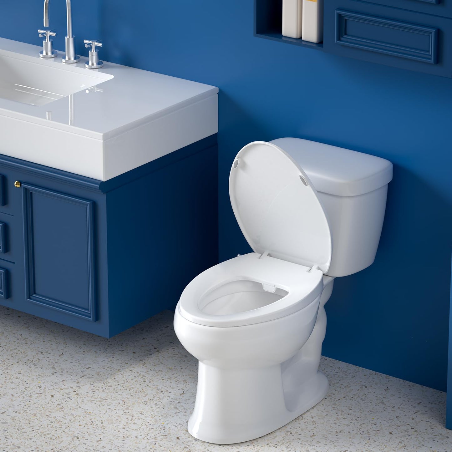 Elongated Bidet Toilet Seat – Non-Electric, Slow-Close Lid, Adjustable Water Pressure, Self-Cleaning Dual Nozzles for Frontal & Rear Wash – Hygienic Fresh Water Bidet Seat with Brass Inlet (Elongated)